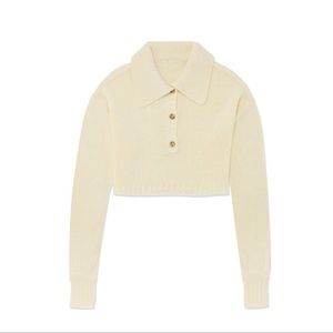 WEWOREWHAT Knit Polo Cropped Sweater